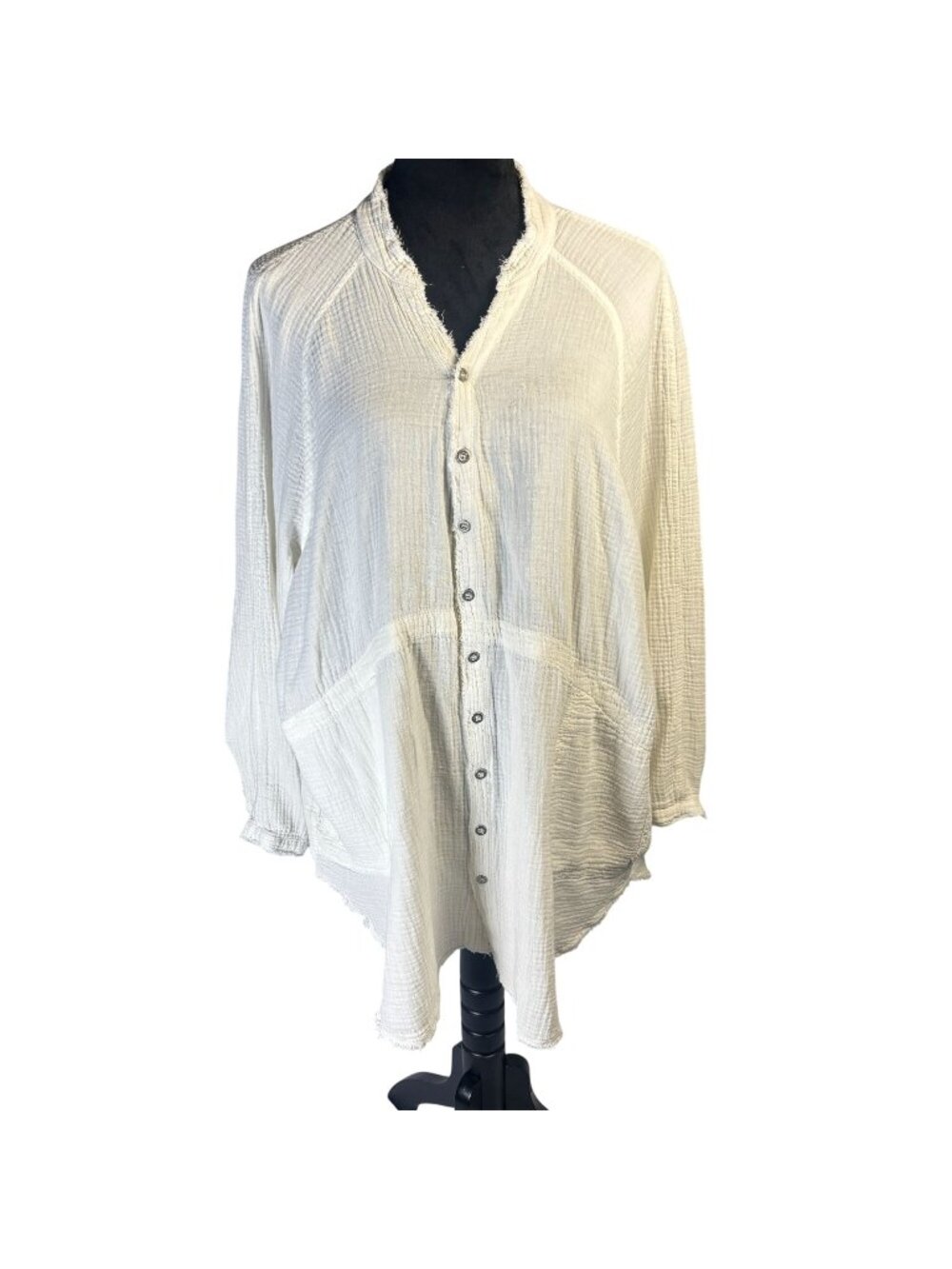 We The Free Linen Button Down Oversized Shirt Cream